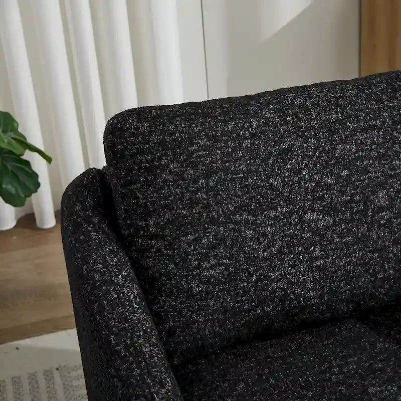 Fauteuil pivotant en tissu bouclé jaune moutarde, 1 place