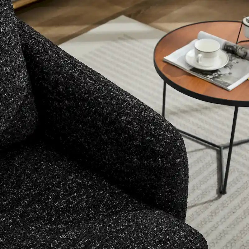 Fauteuil pivotant en tissu bouclé jaune moutarde, 1 place
