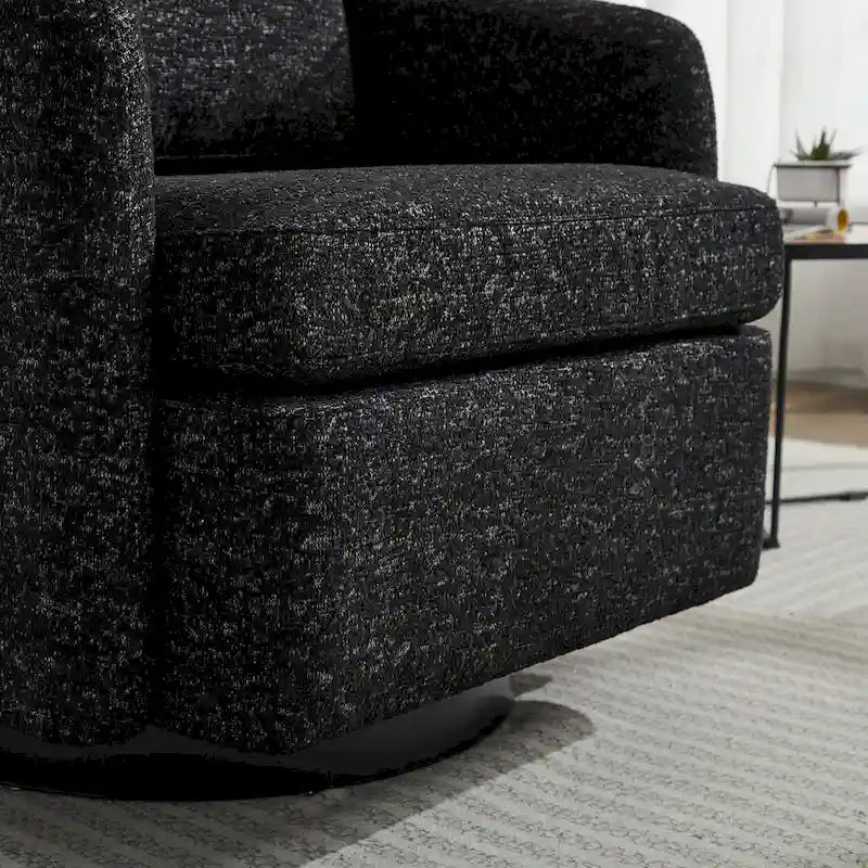 Fauteuil pivotant en tissu bouclé jaune moutarde, 1 place