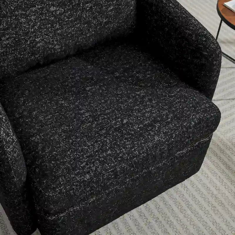 Fauteuil pivotant en tissu bouclé jaune moutarde, 1 place