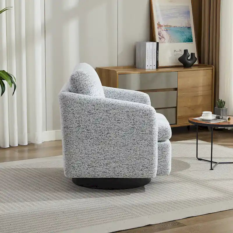 Fauteuil pivotant en tissu bouclé jaune moutarde, 1 place
