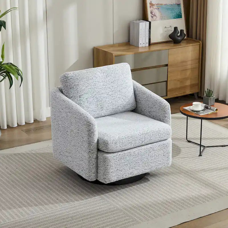 Fauteuil pivotant en tissu bouclé jaune moutarde, 1 place