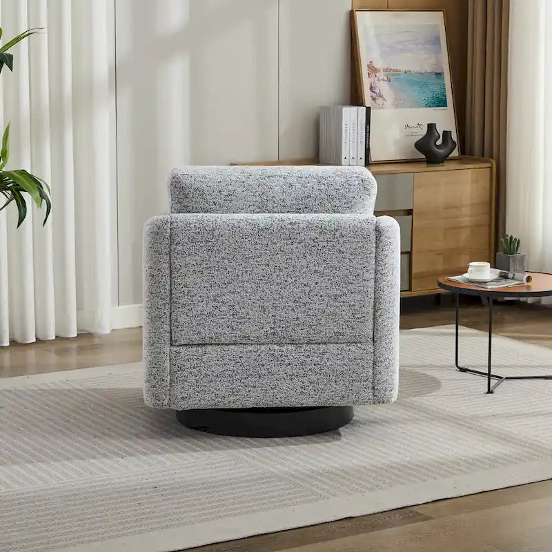 Fauteuil pivotant en tissu bouclé jaune moutarde, 1 place