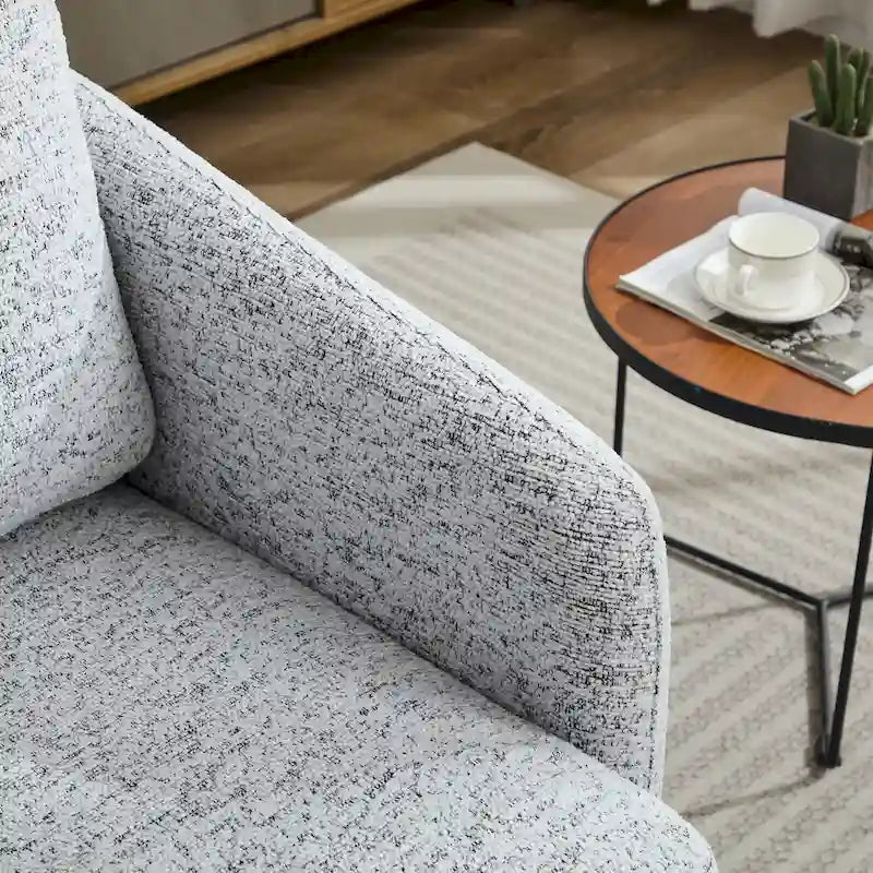 Fauteuil pivotant en tissu bouclé jaune moutarde, 1 place