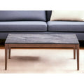 HomeRoots Table Basse en Bois Massif et Pierre 47 Gris et Noyer - 47" x 18" x 28"