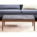 HomeRoots Table Basse en Bois Massif et Pierre 47 Gris et Noyer - 47" x 18" x 28"