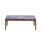 HomeRoots Table Basse en Bois Massif et Pierre 47 Gris et Noyer - 47" x 18" x 28"