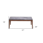 HomeRoots Table Basse en Bois Massif et Pierre 47 Gris et Noyer - 47" x 18" x 28"