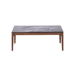 HomeRoots Table Basse en Bois Massif et Pierre 47 Gris et Noyer - 47" x 18" x 28"