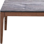 HomeRoots Table Basse en Bois Massif et Pierre 47 Gris et Noyer - 47" x 18" x 28"