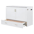 Lit mural escamotable moderne blanc, grand lit double, 1 personne, avec tiroir de rangement et ports USB
