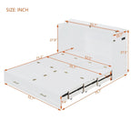 Lit mural escamotable moderne blanc, grand lit double, 1 personne, avec tiroir de rangement et ports USB