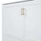 Lit mural escamotable moderne blanc, grand lit double, 1 personne, avec tiroir de rangement et ports USB