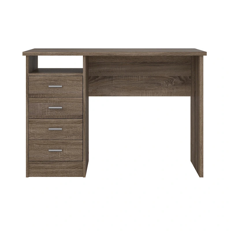 Bureau 4 tiroirs avec étagère ouverte, multicolore, pour une personne