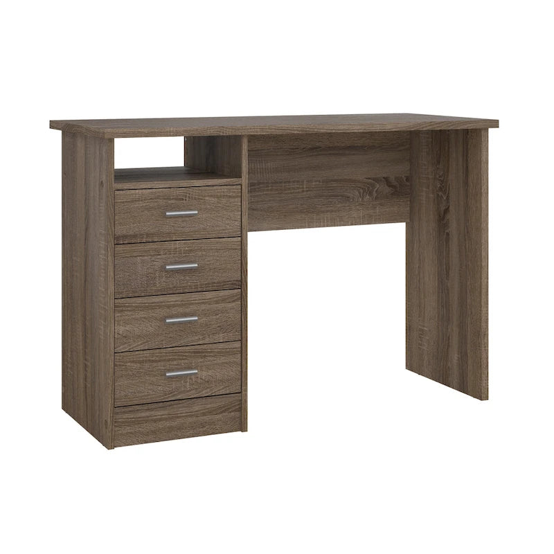 Bureau 4 tiroirs avec étagère ouverte, multicolore, pour une personne