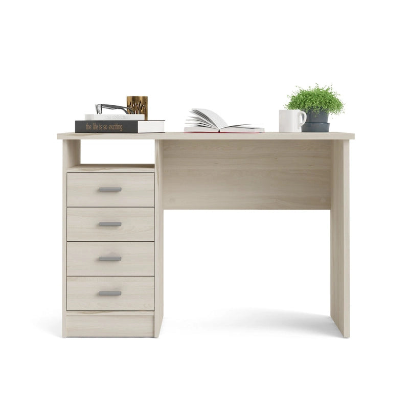 Bureau 4 tiroirs avec étagère ouverte, multicolore, pour une personne