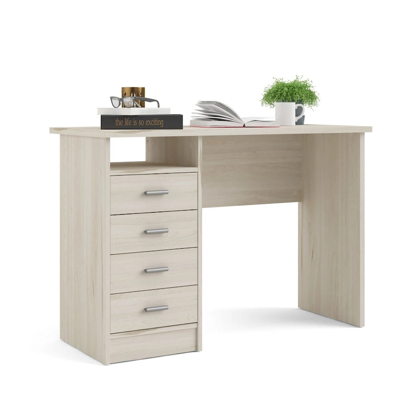 Bureau 4 tiroirs avec étagère ouverte, multicolore, pour une personne