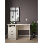 Bureau 4 tiroirs avec étagère ouverte, multicolore, pour une personne