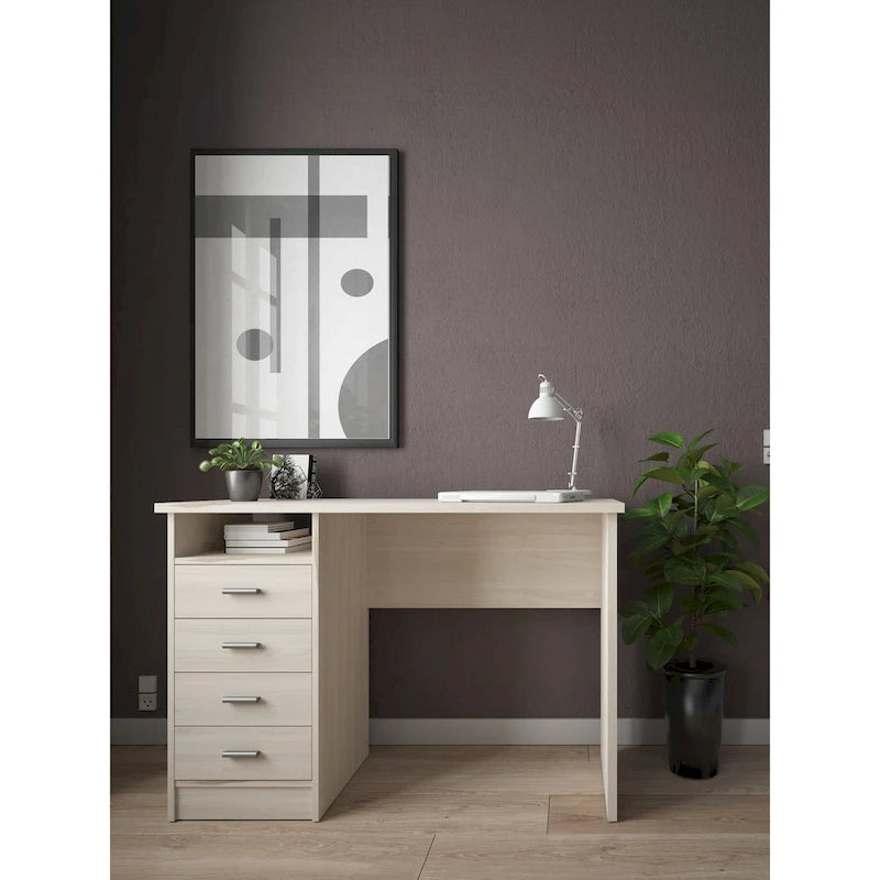 Bureau 4 tiroirs avec étagère ouverte, multicolore, pour une personne