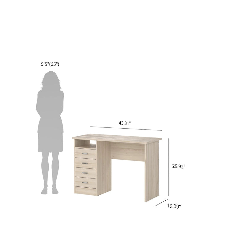 Bureau 4 tiroirs avec étagère ouverte, multicolore, pour une personne