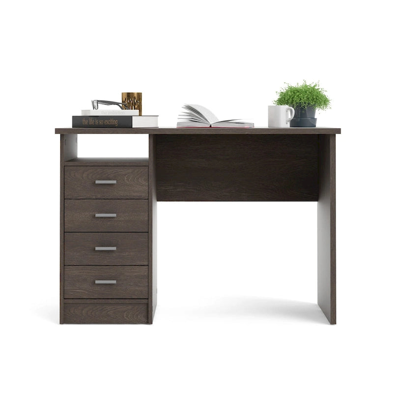 Bureau 4 tiroirs avec étagère ouverte, multicolore, pour une personne