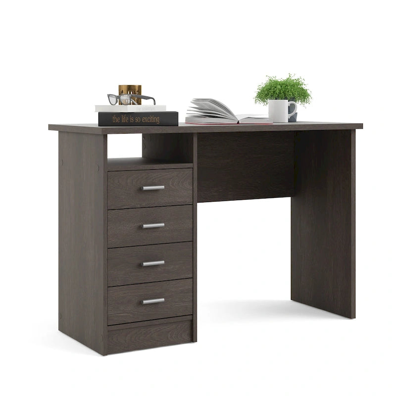 Bureau 4 tiroirs avec étagère ouverte, multicolore, pour une personne