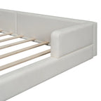 Blanc/Noir, capitonné, grand lit double – Lit plate-forme en cuir PU avec liseuses, pour 2 personnes