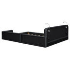Blanc/Noir, capitonné, grand lit double – Lit plate-forme en cuir PU avec liseuses, pour 2 personnes