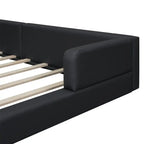 Blanc/Noir, capitonné, grand lit double – Lit plate-forme en cuir PU avec liseuses, pour 2 personnes