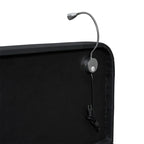 Blanc/Noir, capitonné, grand lit double – Lit plate-forme en cuir PU avec liseuses, pour 2 personnes