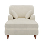 Chaise longue en velours côtelé beige pour 2 personnes, avec 2 oreillers et accoudoirs roulés