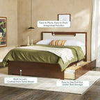 Lit plateforme de rangement Walker Edison Mid Century Modern en bois massif