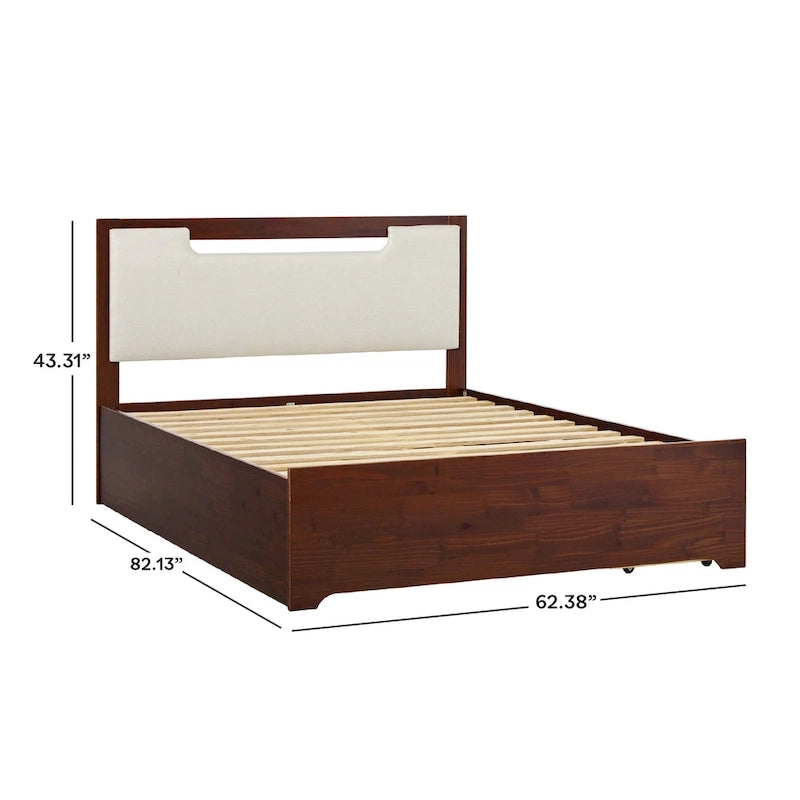 Lit plateforme de rangement Walker Edison Mid Century Modern en bois massif