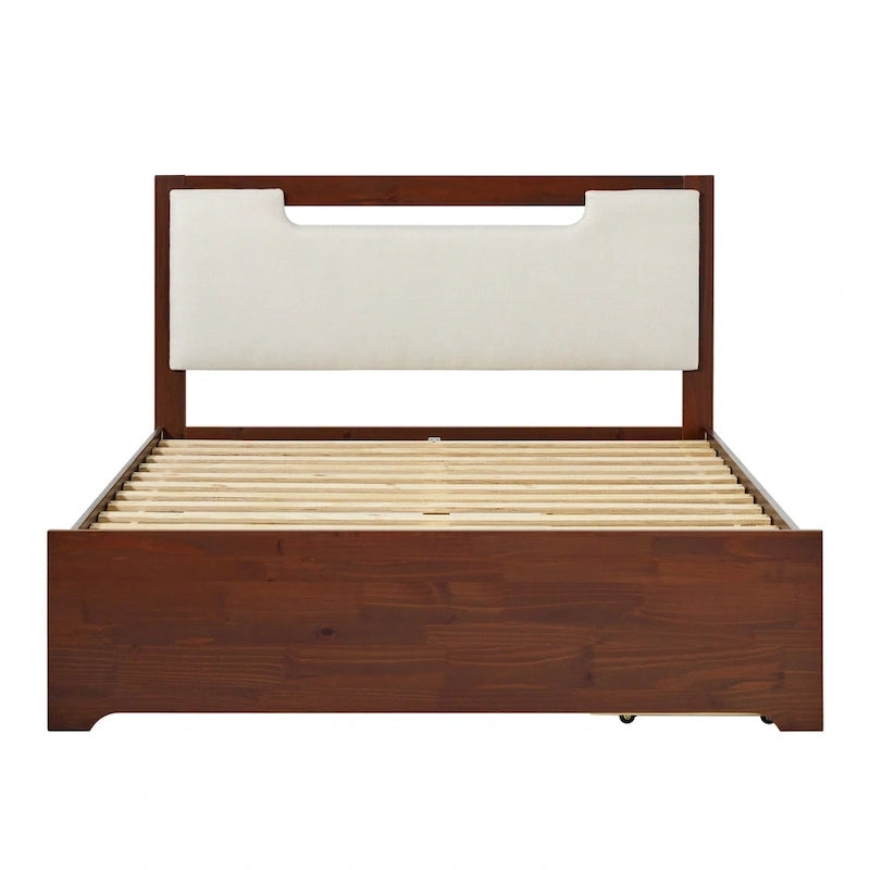 Lit plateforme de rangement Walker Edison Mid Century Modern en bois massif