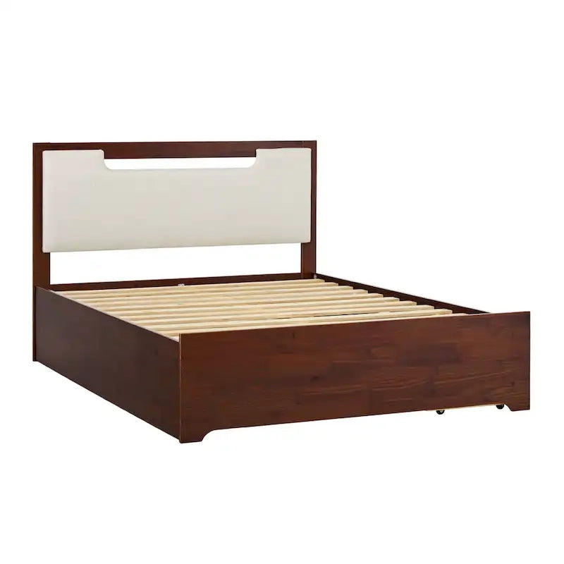 Lit plateforme de rangement Walker Edison Mid Century Modern en bois massif