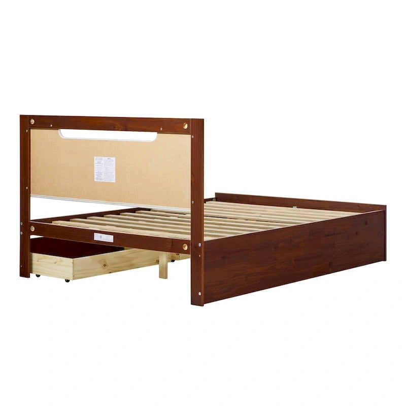 Lit plateforme de rangement Walker Edison Mid Century Modern en bois massif