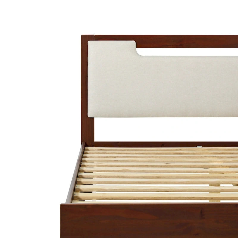 Lit plateforme de rangement Walker Edison Mid Century Modern en bois massif