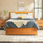 Lit plateforme de rangement Walker Edison Mid Century Modern en bois massif