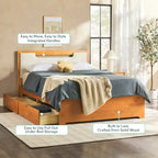 Lit plateforme de rangement Walker Edison Mid Century Modern en bois massif