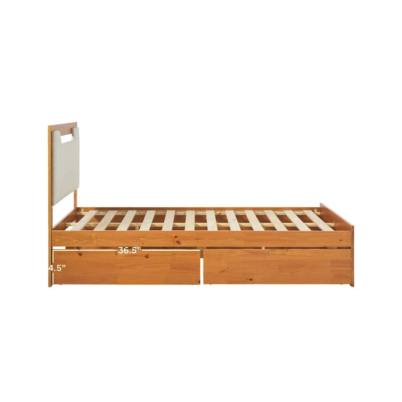 Lit plateforme de rangement Walker Edison Mid Century Modern en bois massif