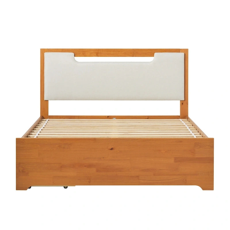 Lit plateforme de rangement Walker Edison Mid Century Modern en bois massif
