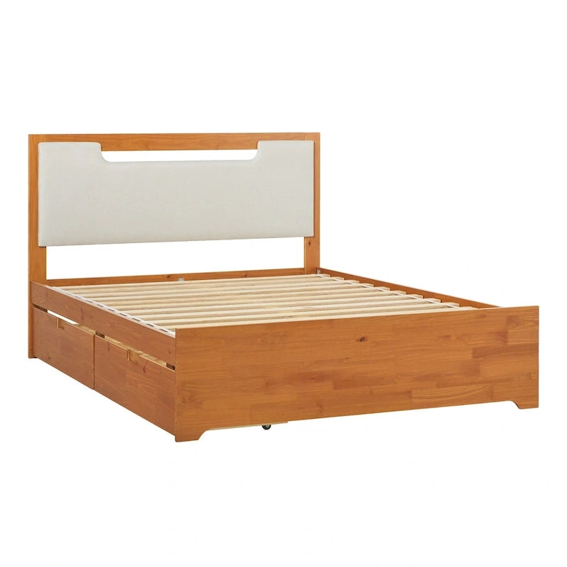 Lit plateforme de rangement Walker Edison Mid Century Modern en bois massif