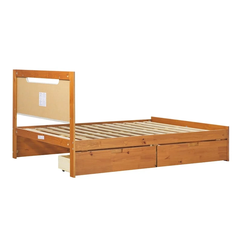 Lit plateforme de rangement Walker Edison Mid Century Modern en bois massif