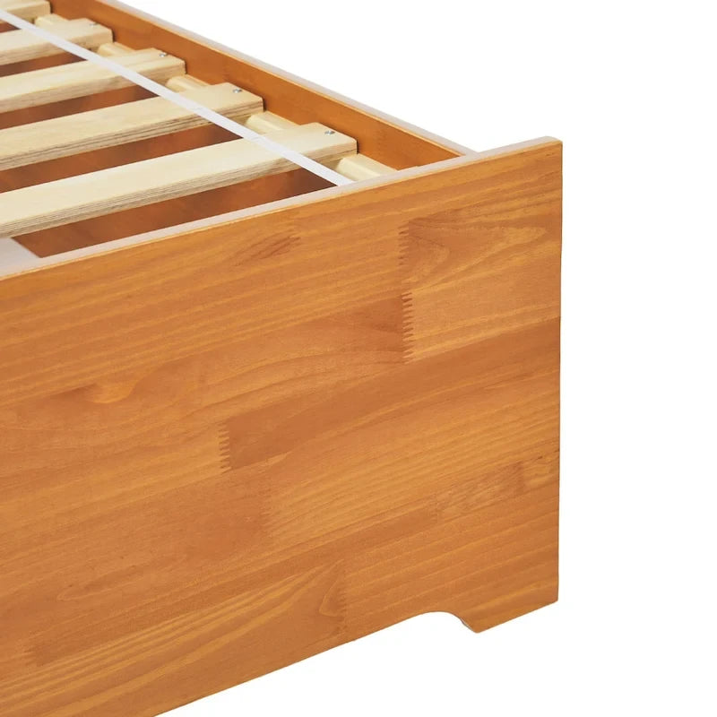 Lit plateforme de rangement Walker Edison Mid Century Modern en bois massif