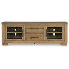 Meuble TV Galli, 2 tiroirs, 4 étagères, Bois brun, 80 pouces