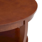 Table basse ronde beige/blanche avec étagère de rangement ouverte, 76x76x46 cm
