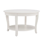 Table basse ronde beige/blanche avec étagère de rangement ouverte, 76x76x46 cm