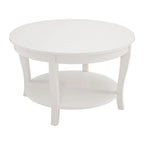 Table basse ronde beige/blanche avec étagère de rangement ouverte, 76x76x46 cm
