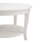 Table basse ronde beige/blanche avec étagère de rangement ouverte, 76x76x46 cm