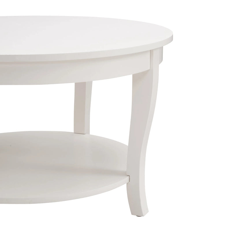 Table basse ronde beige/blanche avec étagère de rangement ouverte, 76x76x46 cm